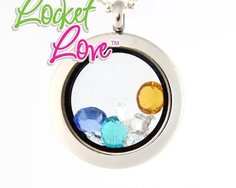 Floating Locket Fits Origami Owl Charms. Customized with Your Swarovski Crystals Birthstone. Locket Love tm (PF)