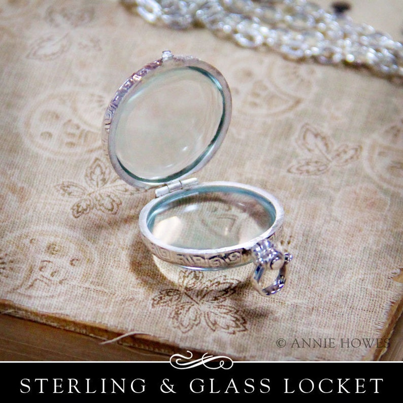 Sterling Silver Glass Locket Round Pendant. Wedding Bouquet Charm. 25mm Diameter. Photo Locket. image 4