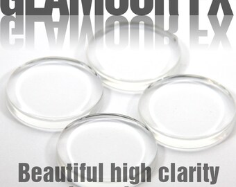 1 in clear circle glass shape. Clear Glass Tiles for Pendants and Magnets. Glamour FX Glass is an Annie Howes Exclusive. 25 Pack.