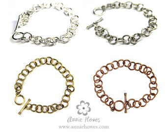 Charm Bracelet Looped Link Chain with Toggle Clasp in silver, gold, or copper. CBLOOP