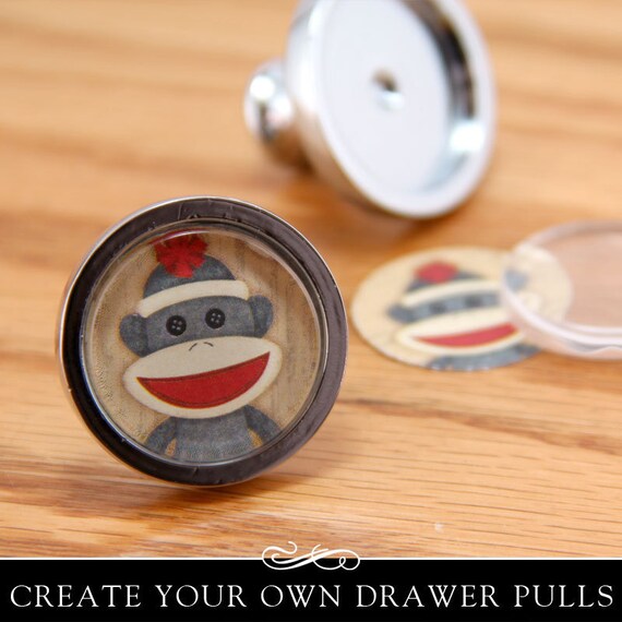 Diy Drawer Pull Kit Silver Drawer Or Cabinet Knob With Clear Etsy