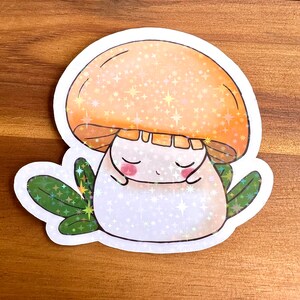 Cute Sleeping Mushroom Vinyl Sticker, Glossy Sticker, Fungi Lovers image 2