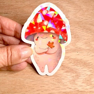 Cute Mushroom Vinyl Sticker, Laminated Sticker, Fungi Lovers image 2