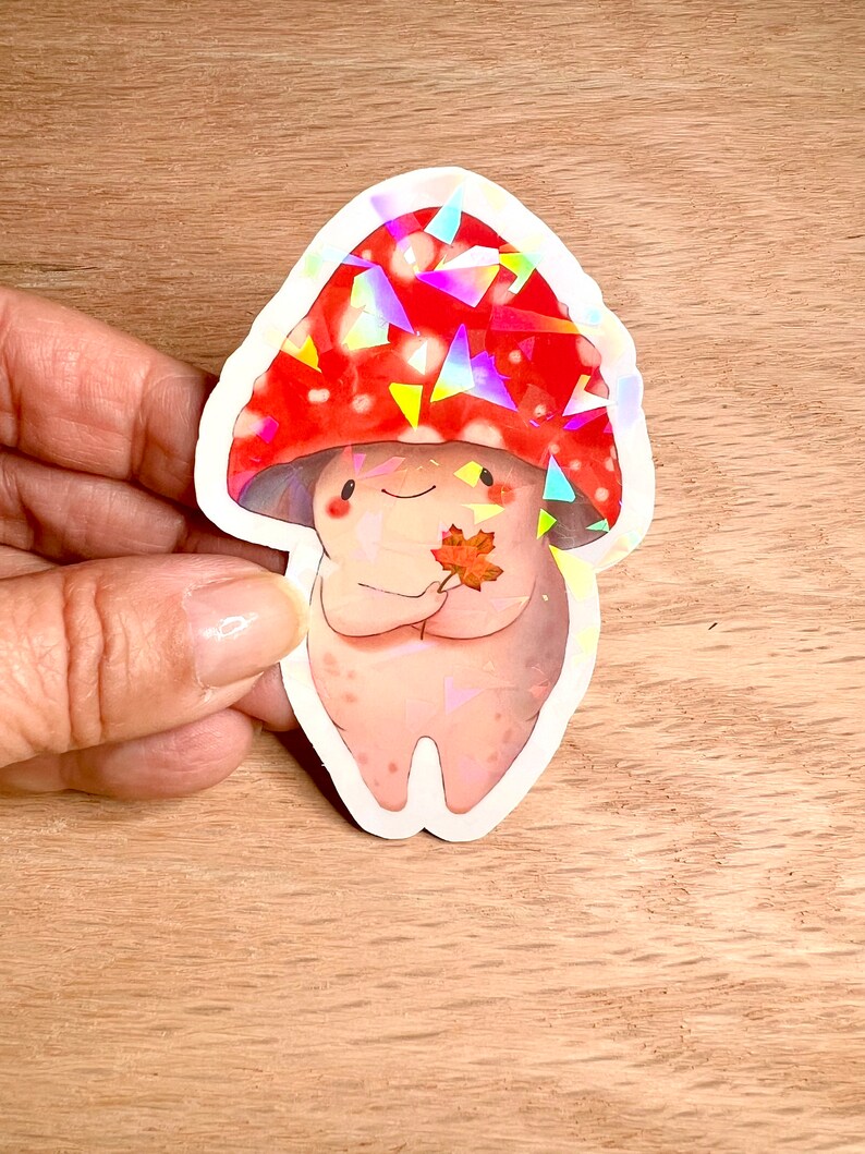 Cute Mushroom Vinyl Sticker, Laminated Sticker, Fungi Lovers image 2