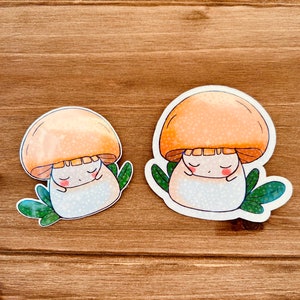 Cute Sleeping Mushroom Vinyl Sticker, Glossy Sticker, Fungi Lovers image 3