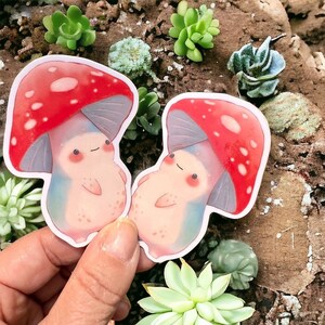 Enchanting Holographic Mushroom Vinyl Decal: Whimsical Forest Sticker for Nature Lovers & Fantasy Enthusiasts
