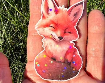 Adorable Fox Vinyl Sticker, Fox Art Decal, Animal Lovers, Red Fox