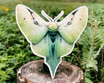 Autocollant vinyle Grumpy Moth, décalcomanie brillante ou holographique, amateurs de jardin, amateurs de lépidoptères, cadeaux de moins de 10 ans