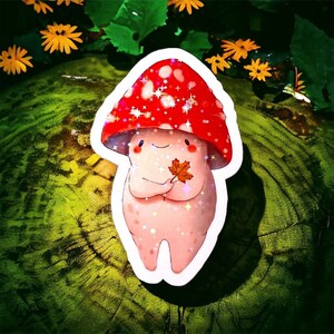 Cute Mushroom Vinyl Sticker, Laminated Sticker, Fungi Lovers image 3
