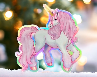 Magical Holographic Unicorn Cotton Candy Colored Gloss Vinyl Sticker, Cotton Candy Colors, Horse Stickers, Cute Stickers, Stickers