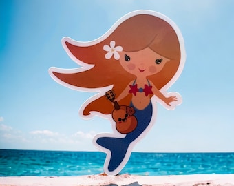 Little Mermaid Ukulele Sticker, Ocean Themed Sticker, Under the Sea