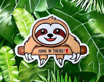 Cute Sloth Matte Vinyl Sticker, Cute Stickers, Sloth Gifts, Music Decals, Ukulele Sticker, Waterproof Stickers