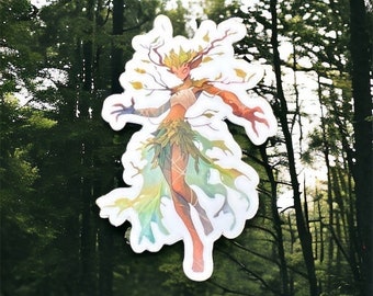 Forest Dryad Vinyl Sticker, Woodland Fantasy Art, Laminated Decals, Faerie Decals