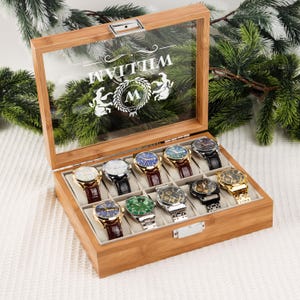Personalized Wooden Watch Box, Gift for Men, Engraved Watch Holder, Birthday Gift for Him, Valentines Gift, Boyfriend Gift, Anniversary Gift