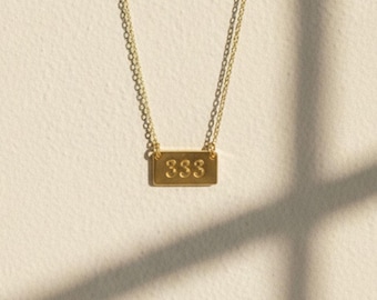 Angel Number Necklace:  Gold Custom Lucky Number 777 Pendant, Dainty Lucky Number