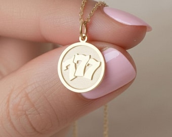 777 Lucky Number Necklace:  Gold Custom Angel Number 777 Pendant, Dainty Lucky Number, Minimalist Women Charm Jewelry, Birthday Gift