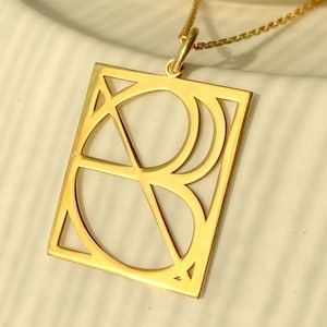 Collar con monograma personalizado en oro de 14 quilates. Joyas con nombre personalizado. Collar con logotipo y nombre exclusivo. Regalo para ella. Colgante con nombre personalizado único.