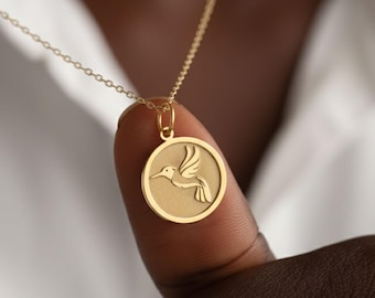 Kolibrieketting: delicate gouden vogelhanger, kleine gouden bedel kolibrie, zinvol cadeau voor haar, minimalistische ketting