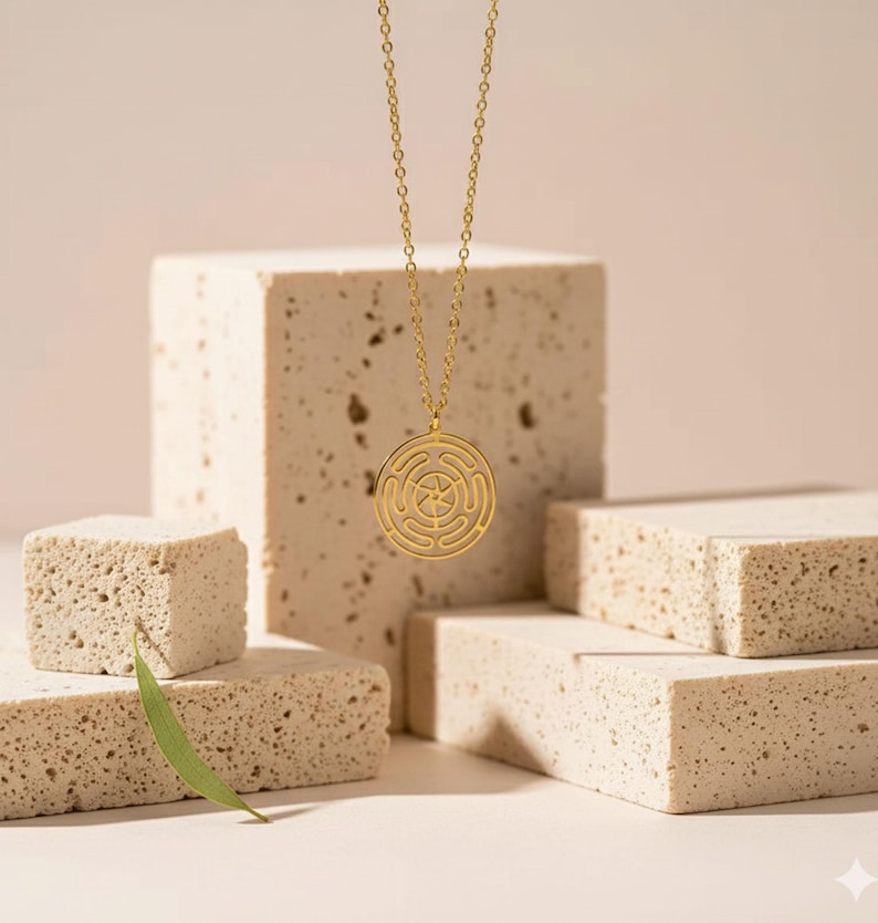 Labyrinth Chain Hecate Wheel Necklace: Divine Feminine Energy Jewelry, Goddess ...