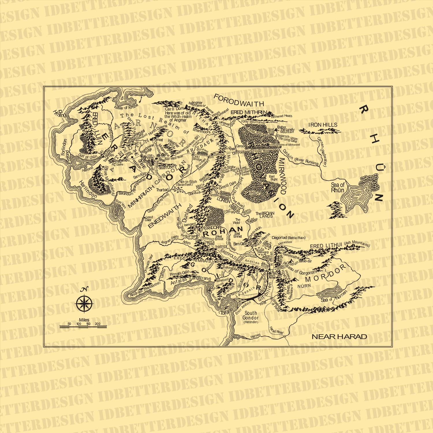 Middle Earth Map SVG PNG, Tolkien Map, Lord of the Rings Clipart, Lotr ...