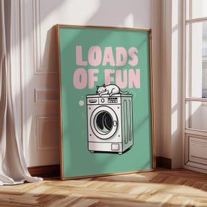 Funny Laundry Room Poster | Minimalist Print for Washing Room | Cute Quote Laundromat Print in Green | Printable Wall Art and Dopamine Decor
