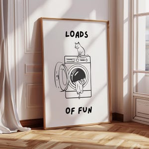 Loads Of Fun Poster Funny Laundry Print Laundry Room Decor Cute Quote Print Minimalist Wall Art Laundromat Poster Black Laundry Room Print