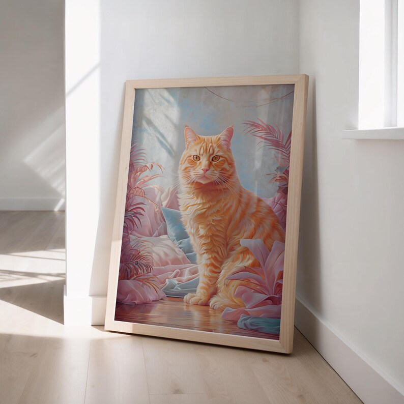 Orange Tabby Cat Wall Art - Aesthetic Cat Print, Cozy Boho Decor ...
