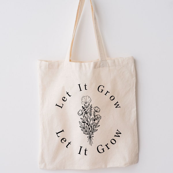 Let It Grow Tote Celestial Tote bag, canvas tote bag, everyday bag, trendy celestial gift, celestial lover gift, should bag gift, tote gift