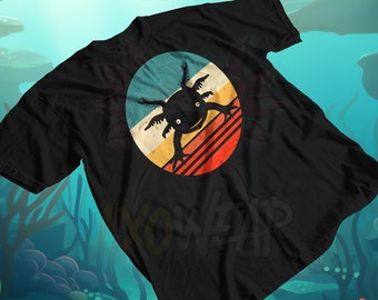 Axolotl Sunset Retro Circle Graphic T-Shirt, Cute Amphibian Casual Tee for All Ages