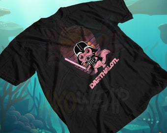 Darthalotl Star Wars Parody T-Shirt, Axolotl Darth Vader Cute Tee, Unique Sci-fi Fan Gift
