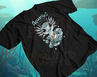 Aquarius Axolotl Zodiac Shirt, Cute Astrological Sign Tee, Water Bearer Graphic T-Shirt, Unique Gift Idea