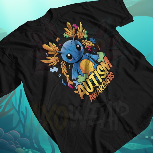 Colorful Axolotl Autism Awareness T-Shirt, Cute Axolotl Graphic Tee, Inclusive Fashion