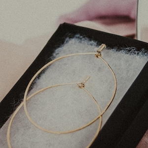SOLID Classic Threader Hoops, large gold hoop earrings, hammered hoop earrings, thin 14k gold hoop earrings, 2 inch hoop earrings, 14k gold