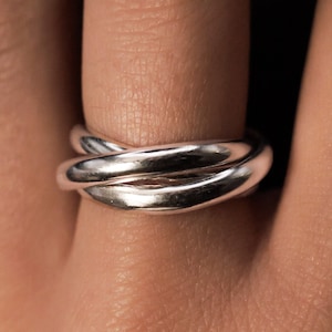 Chunky Interlocking Ring | Gold, Rose, Silver or Mixed | set of 3 bands, rolling, trinity, wrap, fidget, entwined, infinity, super thick
