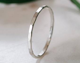 Thick Sterling Silver stacking ring, one single ring, hammered silver ring, silver stack ring, single silver ring, delicate ring, smooth