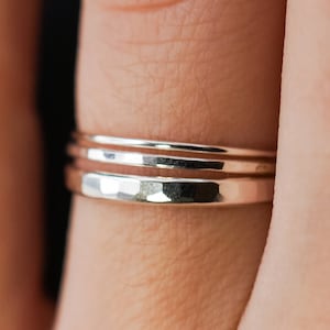 Basic Set of 3 Stacking Rings in Sterling Silver, stackable, thin silver rings, hammered sterling silver stack rings, sterling silver rings,