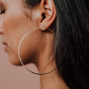 Classic Threader Hoops, Sterling Silver hoop earrings, lightweight, simple, threadable, hammered, simple, everyday small medium large, thin image 1