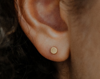 Mini Dot Stud Earrings | 14K Gold fill, Rose, Silver | Mini or Regular | Circle studs, disc, subtle, minimalist gift for friends wife sister