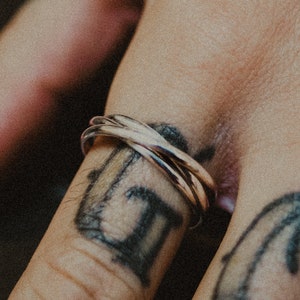 Thick Interlocking Ring Set of 3 in Sterling Silver, fidget ring, rolling ring, unisex ring, russian ring men's jewelry unisex wedding bands