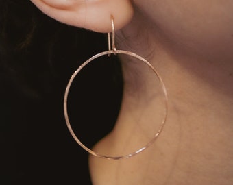 Full Circle Hammered Hoop earrings in 14k Rose Gold fill, hoop earrings, hammered hoop earrings, 2 inch hoop, rose gold, small, large, pink