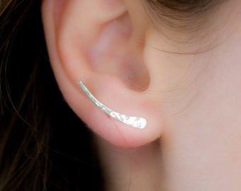 Ear Climber in Sterling Silver, single earring or pair, delicate, ear climber, sterling silver  earrings, silver earring, minimalist jewelry