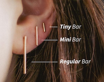 Bar Studs | 14k Gold Filled, Rose or Silver | Regular, Mini, Tiny | 5mm, 10mm, 20mm | drop earrings, minimalist, everyday, linear, subtle