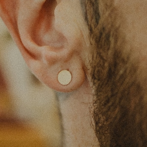 Men’s Dot Stud Earrings | 14K Gold fill or Sterling Silver | Circle studs, disc, subtle, minimalist, gift for husband, friends unisex simple