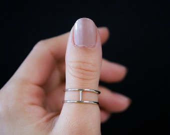 Small Cage Ring in Sterling Silver, double bar ring, silver ring, silver stack ring, silver cage ring, sterling silver H ring, small ring