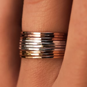 Set of 10 Mixed Metal Set of Ultra Thin Rings, 14k Gold Fill, Rose Gold Fill and Sterling Silver, stackable rings, maximali stack image 1