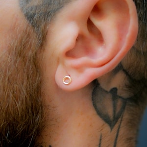 Men's Mini Open Circle Stud in 14K Gold Fill, Rose Gold Fill, or Sterling Silver, Men's Earring, circle stud, unisex earrings, men's jewelry