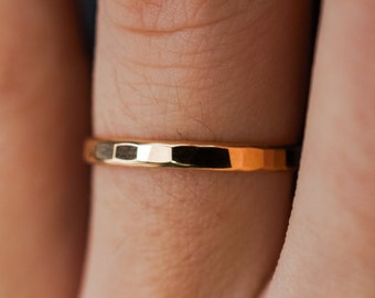 Extra Thick Stacking Ring | 14k Gold Filled | Smooth, Hammered | Simple stackable subtle replacement wedding band engagement minimalist, 2mm