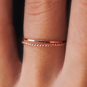 Thin Twist Stacking Set of 2 Rings in 14K Rose Gold fill, rose gold stack, stackable ring, rose gold ring set, delicate ring, set of 2 Ultra Thin