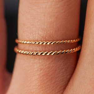 Thick & Thin Twist Stacking Set of 2 Rings | Gold Fill, Rose Gold Fill, or Silver | rope rings, textured, pack of stackers, gift for friend