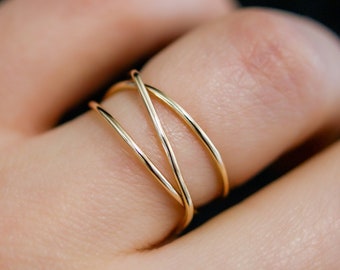 Wraparound Ring, 14K Gold Fill wrap ring, gold filled, wrapped criss cross ring, woven ring, infinity, intertwined, overlapping, texture